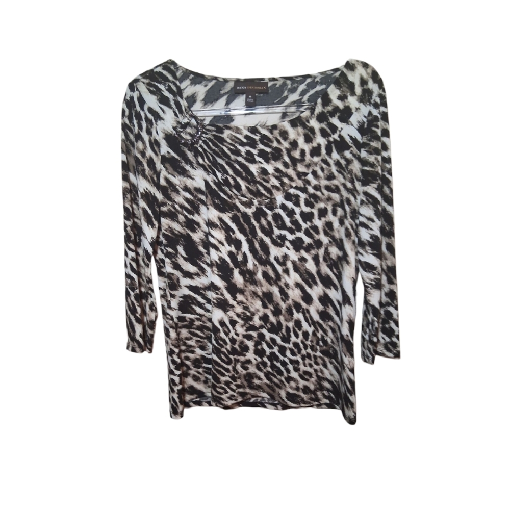 Dana Buchman Cheetah Print Long Sleeve Blouse